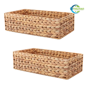 Authentic Handwoven WATER HYACINTH <b>BASKET</b> with Iron Frame and Custom <b>Lids</b>, Rectangle Design From Vietnam <b>Laundry</b> Organizer - Product Image 6