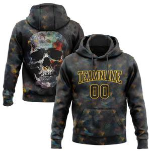 Venta al por mayor y Dropship personalizado cosido negro oro 3D calavera moda deportes pulóver Sudadera con capucha - Product Image 1