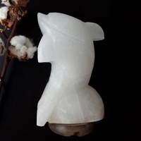 Lampe de sel de l'Himalaya blanche artisanale sculptée en forme de dauphin, 3-4 kg, 15 W, lumière incandescente chaude, base en bois, éclairage intérieur, 15 m², ionisante
