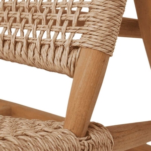 Fauteuil de salon en bois de teck massif, corde, style scandinave du milieu du siècle, écologique, durable, respirant, siège tissé à la main, salon, patio, hôtel - Product Image 5