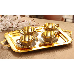 ถาดทองเหลืองลายดอกไม้สำหรับตกแต่งโต๊ะเสิร์ฟอาหารเครื่องใช้ในบ้าน - Product Image 6