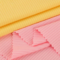 Tissu en maille côtelée polyester élasthanne 230 g/m² 2x2, teint uni, couleurs personnalisées, respirant, extensible, anti-boulochage, pour vêtements de sport et maillots de bain