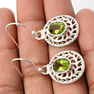 Haute Qualité Péridot Gemstone Personnalisé Crochet Boucles D'oreilles En Argent Sterling 925 Superbes Boucles D'oreilles En Gros Bijoux Faits À La Main - Product Image 2
