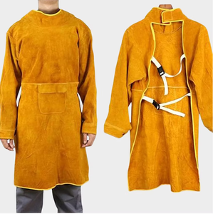 Delantal de soldadura anti-escaldaduras con mangas o delantal de cuero vacuno resistente al fuego y al calor - Product Image 2