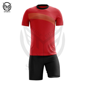 Ensembles de maillots de football 100% polyester légers à séchage rapide, manches courtes, motif uni, service OEM, placement du logo sur le devant, personnalisable - Product Image 5