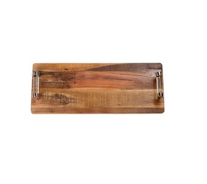 Plateau de service alimentaire en bois de la plus haute qualité avec poignées en fer, taille et forme personnalisées, plateau de service alimentaire en gros - Product Image 4