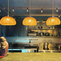 Lanterne en rotin et bambou tressé faite à la main, design rétro simple et créatif, lustre suspendu tissé pour la maison, panier de rangement TUYET
