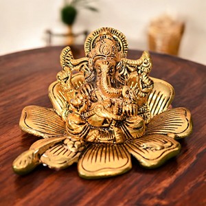 Oferta de Moda Inteligente: Estatua de Ganesh Ji de Metal Chapado en Oro, Vajilla Soldada, Diseño Moderno y Tradicional para Decoración del Hogar y Negocios - Product Image 2