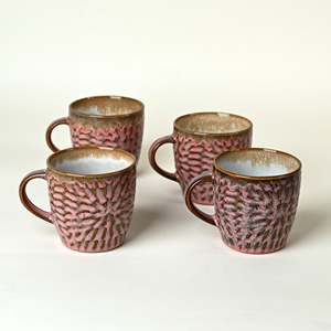 Dusty Rose Pink Ceramic Tea <b>Cup</b> <b>Set</b> of 4 for Presents - Product Image 2