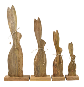 ชุดตุ๊กตากระต่ายไม้ทำมือ 4 ตัวบนฐานไม้ - Product Image 4