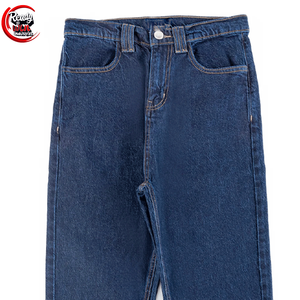 Actualice su armario con nuestros pantalones vaqueros rectos recortados para mujer de mezclilla azul oscuro para mujer, pantalones vaqueros de nueve puntos - Product Image 4