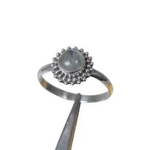 Anillo de Compromiso de Plata de Ley 925 Hecho a Mano de la Mejor Calidad, Chapado en Rodio, con Piedra Lunar Arcoíris de Fuego Azul Natural - Product Image 1