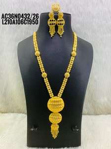 Bridal Gold Plated Jewellery Set for Women Latest Gold Platted Wedding Necklace with Earrings - Product Image 1