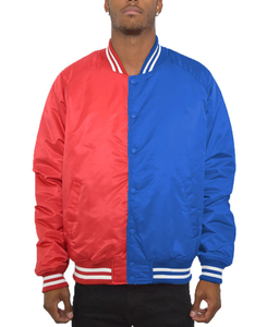 Blouson aviateur universitaire bicolore personnalisé en satin léger polyester imperméable hiver grande taille décontracté imprimé club de sports d'équipe - Product Image 4