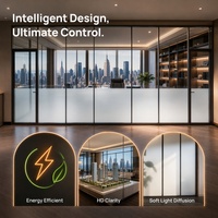 Film intelligent à confidentialité commutable PDLC, verre à teinte variable électrique avec télécommande et adaptateur secteur pour salle de bain, bureau, salle de conférence