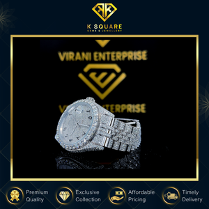 Qualité exceptionnelle résistant à l'eau luxe Unique Design VVS unisexe en acier inoxydable Quartz mouvement bande diamant montre inde - Product Image 4