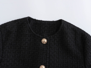 New Women Casual Fashion <b>Jacket</b> Single Breasted Long Sleeve with Crew Woven Fabric Breathable <b>Tweed</b> Fashion <b>Jacket</b> for Women - Product Image 4