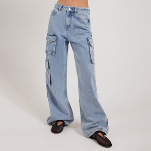 Jeans de bureau pour femmes de haute qualité, respirants, à jambe droite, denim premium, 4 poches, design à devant plat, vente en gros en été - Product Image 1