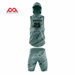 Sin mangas capucha bandera uniformes de fútbol conjuntos de alta calidad sublimación impresión hombres 7v7 uniformes de fútbol al por mayor - Product Image 2