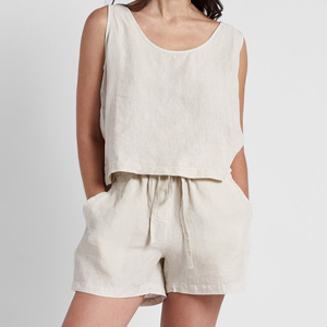 <span class=keywords><strong>Pigiama</strong></span> da <span class=keywords><strong>donna</strong></span> in <span class=keywords><strong>cotone</strong></span> di lino canotta biologica e pantaloncini Shhorts personalizzati da <span class=keywords><strong>donna</strong></span> set di <span class=keywords><strong>pigiama</strong></span> corto sostenibile da <span class=keywords><strong>donna</strong></span> - Product Image 5