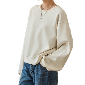 Sweat-shirt décontracté pour femme, imprimé personnalisé, tissé, oversize, uni, manches longues, épaules tombantes, col rond, hiver, devant - Product Image 6