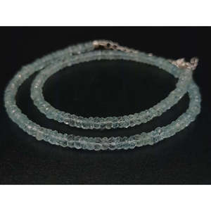 Aquamarine 925 Sterling Silver AAA+ Grade 100% Natural 3.5mm Rondelle Beaded Necklace Unisex Everyday Wear Fine Jewelry - Product Image 5