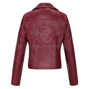 Veste en cuir de peau de mouton de motard vintage élégante pour femmes vêtements d'extérieur d'hiver respirants avec conception de manteau de moto en cuir PU - Product Image 6