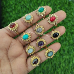 Anillo Eternity Vermeil más vendido, joyería para boda para mujer, mezcla de piedras preciosas de plata esterlina con diamante chapado en oro - Product Image 4