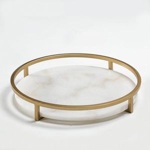 Bandeja de servicio de mármol blanco de lujo Forma ovalada Nuevas últimas bandejas de Mesa para el hogar Bandeja de mármol de servicio al por mayor de alta calidad con asa - Product Image 3