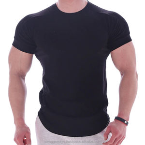 Venta al por mayor peso pesado hombres ajustados músculo cuello camisetas 100% algodón OEM logotipo personalizado Flexible poliéster Spandex sólido Atlético - Product Image 6