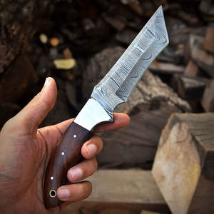 Cuchillo de Supervivencia de Acero de Damasco, Cuchillo de Camping Profesional de Espiga Completa con Hoja Soldada con Patrón - Product Image 2