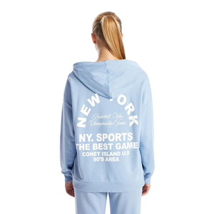 Sweat à capuche oversize bleu ciel 100% coton pour femme manches longues Logo personnalisable imprimé Position avant-Nouvelle qualité pour la saison hivernale - Product Image 2