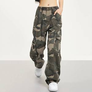 Pantalon Cargo Femme Taille Haute Jambe Droite 100% Coton Respirant et Coupe Ample Taille Réglable pour l'Hiver - Product Image 1