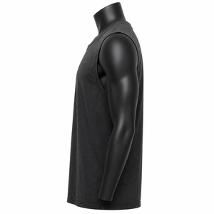 Camiseta sin Mangas Negra Lavada Personalizada para Hombre, Camiseta Deportiva de Algodón, Marca Privada, Proveedor Mayorista OEM - Product Image 4