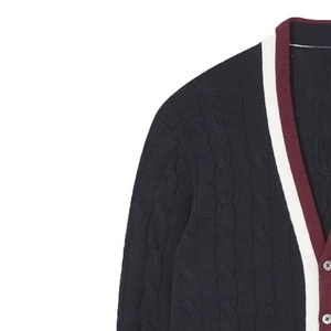 Cardigans en tricot à col en V avec logo brodé en patchwork noir et blanc décontractés en gros pour les sororités et les fraternités - Product Image 3