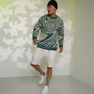 Suéter de Punto para Hombre, Invierno, con Costuras Resistentes, Corte Holgado, 100% Lana, Antiarrugas, Logotipo Frontal, para Uso Diario al Aire Libre - Product Image 2