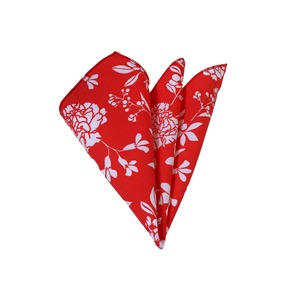 Foulard en coton imprimé floral rouge et blanc - Product Image 1