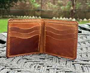 Portefeuille en cuir de vache véritable biofold vintage fait à la main pour hommes, fonction RFID, fermeture courte ouverte - Porte-monnaie cadeau - Product Image 3