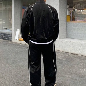 Survêtements pour hommes personnalisés veste et pantalon en nylon à fermeture éclair Jogger ensembles de gymnastique survêtement uni à la mode survêtement solide conception personnalisée - Product Image 5