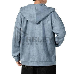 Nouveau sweat à capuche personnalisé élégant, streetwear, polaire, oversize, délavé à l'acide, délavé au soleil, déchiré, à fermeture éclair - Product Image 6