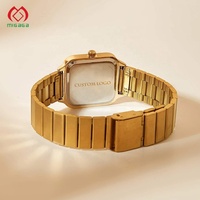 Montre carrée originale personnalisée, étanche, à quartz, dorée, tendance, pour femmes, marques de luxe, montre à aiguilles pour femmes