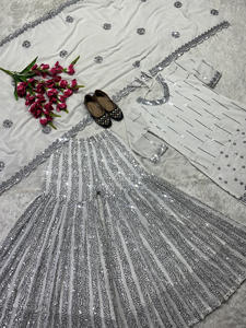 Vestido étnico de tela Georgette de imitación pesada moderna india y pakistaní, traje Sharara de diseñador y Palazzo con Dupatta a bajo precio - Product Image 6