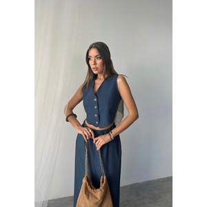 ชุดสูทผู้หญิง TENCEL YELEK สีคราม ดีไซน์ YIRTMALI และ TAKIM - Product Image 4