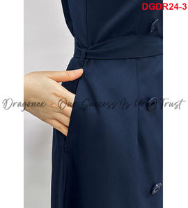 Vestido Midi de algodón sin mangas con forma básica que trae detalles de botón de ligereza resaltar El diseño del lazo atado a través de la cintura - Product Image 6