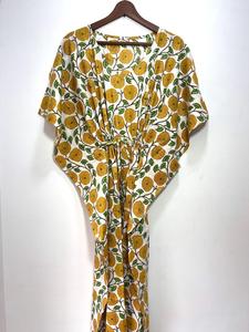 ชุดคาฟตันผ้าฝ้ายอินเดียสำหรับผู้หญิงชุดนอนสไตล์โบฮีเมียนยาวถึงข้อเท้ายาวถึงพื้นสไตล์โบฮีเมียนฤดูร้อน - Product Image 4