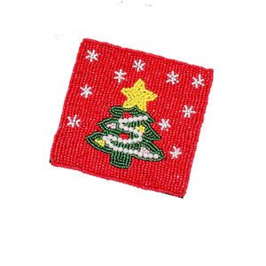 Posavasos con tema navideño de cuentas de semillas con estilo para té y café, posavasos de Navidad con cuentas Bohemias de alta calidad - Product Image 2