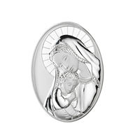 Argenti Preziosi - Placa de Maternidad Personalizable con Grabado Religioso, Hecha a Mano en Metal Plateado, con Protección UV, Decoración para el Hogar, Recuerdo, Regalo