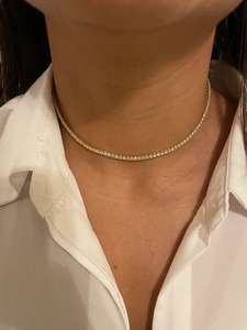 Elegant Trendy 7 Carat Tennis and Choker Link <b>Chains</b> 925 Silver Polished Finish with <b>Rose</b> <b>Gold</b> Moissanite Necklace - Product Image 1