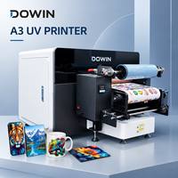Mesin Printer UV Flatbed A3 Presisi Tinggi DOWIN Multifungsi Roll to Roll Digital Inkjet untuk Pencetakan Kustom