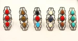 Bijoux fantaisie Bagues en laiton plaqué or rose avec pierres précieuses semi-précieuses - Product Image 3